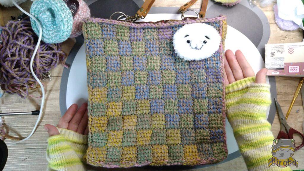 アフガン編みでバッグ作った