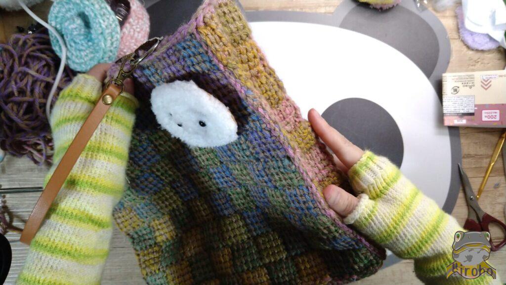 アフガン編みでバッグ作った